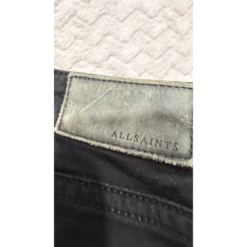 AllSaints Mast Skinny Jeans Jet Black W27 Mid Rise Stretch Denim WE039F - Picture 3 of 9